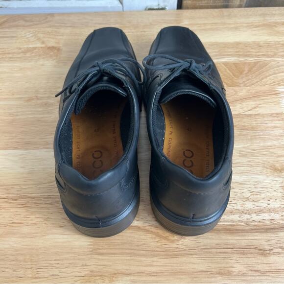 ECCO Shoes Mens EU 43 Black Plain Toe Oxford Casual Comfort - Picture 11 of 16